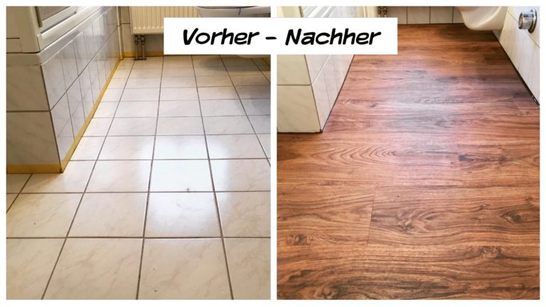 Vorher und Nachher - was für ein großer Unterschied. Der Kunde war begeistert, wie schnell, sauber und einfach der neue Bodenbelag von uns eingebaut wurde.