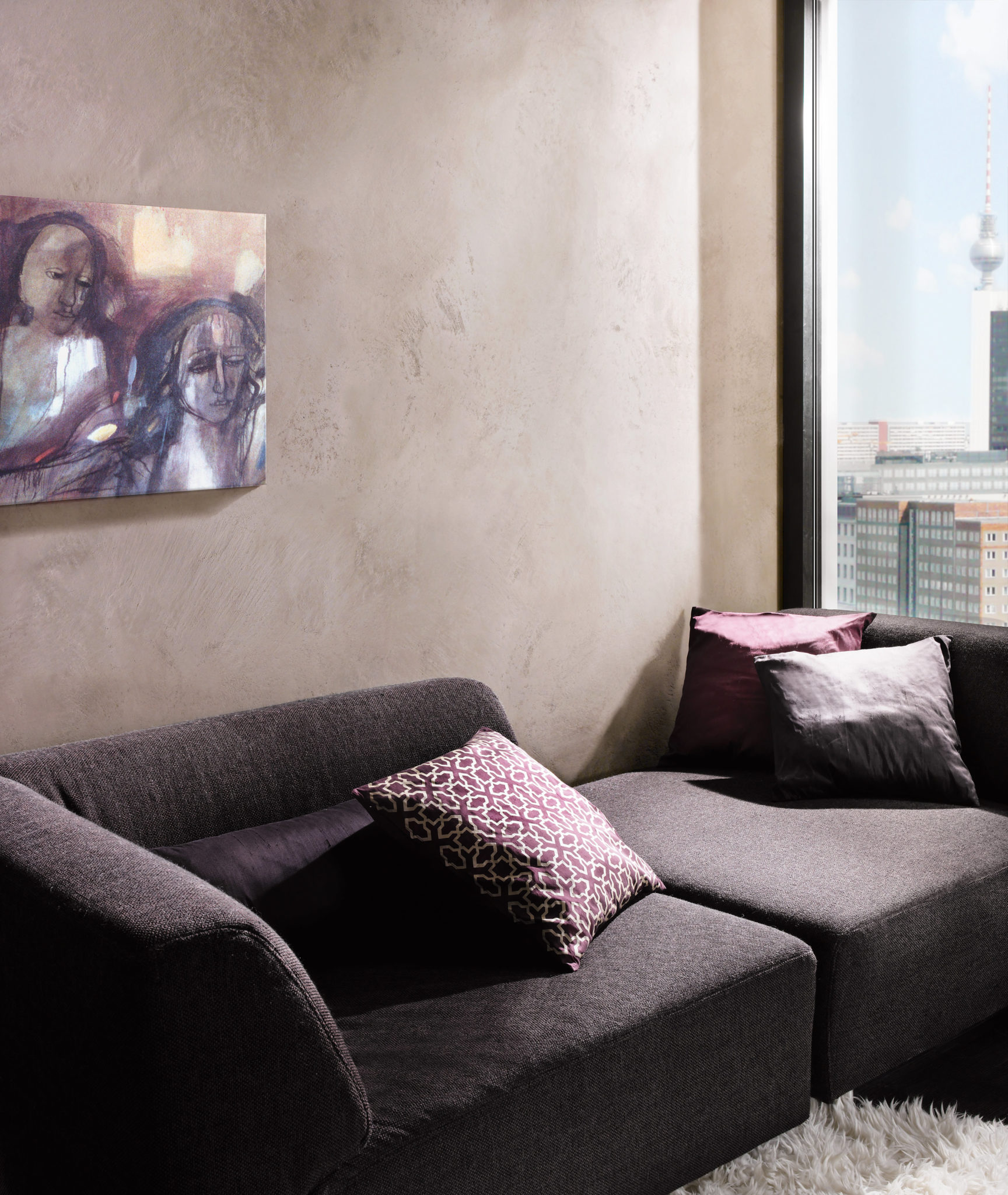 Wandgestaltung Wohnzimmer in Betonoptik